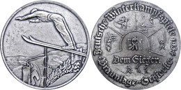 Siegermedaille 1934, Bronze Versilbert, "Deutsche Winterkampfspiele 1934 - Dem Sieger - Braunlage-Schierke", Von Glöckle - Autres & Non Classés