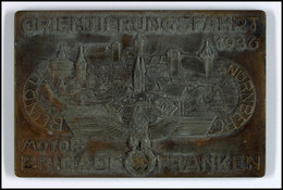 NSKK, Bronzeplakette "Orientierungsfahrt 1936 - Rundum Nürnberg - Motorbrigade Franken", Von C. Balmberger/Nürnberg, 130 - Sonstige & Ohne Zuordnung