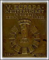 D.S.V., Einseitige Plakette Zur "V. Europameisterschaft In Der 220M Renn Klasse 1938 - Berlin-Wannsee", 231 G, 100x80 Mm - Sonstige & Ohne Zuordnung