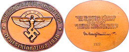NSFK Bronzeplakette "Deutschlandflug 1938", Mit Schrift Auf Rückseite, Verleihungsnummer 1927, 69,86 G, 95x75 Mm, Dabei  - Andere & Zonder Classificatie