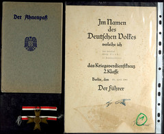 Verleihungsurkunde Für Das Kriegsverdienstkreuz 2. Klasse, Datiert Berlin 20. April 1941, Mit Großem Reichssiegel, Auf P - Documents