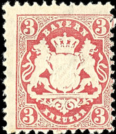 3 Kreuzer Karmin, Wz. Y, Postfrisch, Tadellos, Unsigniert, Zuschlag 168. Auktion  = 65,-, Katalog: 23Y ** - Sonstige & Ohne Zuordnung