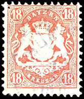 18 Kreuzer Zinnoberrot, Wasserzeichen Enge Rauten, Gestempelt, Tadellos, Fotokurzbefund Sem BPP, Mi. 240,-, Katalog: 27X - Sonstige & Ohne Zuordnung