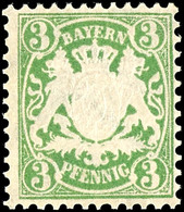 3 Pfg. Grün, Postfrisch, Tadellos, Geprüft Dr. Helbig BPP, 168. Auktion = 75,-, Katalog: 37b ** - Sonstige & Ohne Zuordnung