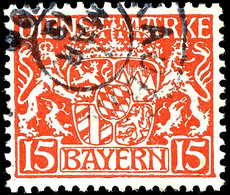 15 Pfg. Dunkelzinnoberrot, Papier W, Gestempelt, Geprüft Infla/Dr. Helbig BPP, Mi. 130.-, Katalog: 27w O - Otros & Sin Clasificación