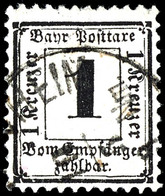 1 Krone Schwarz, Wasserzeichen, Enge Kanten, Gestempelt, Kabinett, U.a. Gepr. W. Engel, Fotoattest Sem BPP, Michelwert 1 - Other & Unclassified