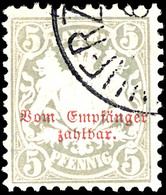 5 Pfennig Türkisgrau, Gestempelt, Tadellos, Gepr. Sem BPP, Michelwert 90,-, Katalog: 8 O - Other & Unclassified