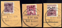 60 H, 1 Kc. Und 1,20 Kc. Freimarken Mit Handstempelaufdruck "Wir Sind Frei! + Hakenkreuz", Je Tadellos Gestempelt "Reich - Altri & Non Classificati