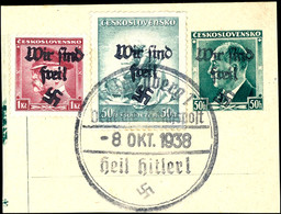 1 Kc. Und 50 Heller Freimarken Mit Handstempelaufdruck Auf Ganzsachenabschnitt Mit Entwertung "Reichenberg 1 / 8. Okt. 1 - Altri & Non Classificati