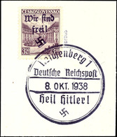 3,50 Kc. Austerlitz Mit Handstempel-Aufdruck "Wir Sind Frei! + Hakenkreuz", Tadellos Gestempelt "Reichenberg 1 8. Okt. 1 - Andere & Zonder Classificatie