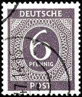 6 Pfg. Ziffer, Schwarzviolettgrau, Gestempelt, Geprüft Arge Kontrollrat Und Schlegel D. BPP, Mi. 400.-, Katalog: 916b O - Sonstige & Ohne Zuordnung