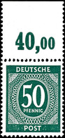 50 Pfg. Ziffer Schwärzlicholivgrün, Plattendruck Mit Durchgezähntem Oberrand, Postfrisch, Geprüft Schlegel A. BPP, Mi. 3 - Other & Unclassified