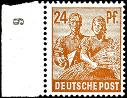 24 Pfg. Arbeiter Dunkelgelbbraun, Postfrisch Vom Linken Bogenrand, Fotobefund Arge Kontrollrat, Mi. 600.-, Katalog: 951c - Other & Unclassified