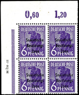 6 Pfg. Arbeiter Dunkelviolett, Plattendruck, Postfrischer 4er-Block Aus Der Linken Oberen Bogenecke Mit Druckvermerk "M  - Other & Unclassified