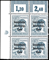 12 Pfg. Arbeiter, Walzendruck, Postfrischer 4er-Block Aus Der Linken Oberen Bogenecke Mit Druckerzeichen "8" Negativ, Fo - Autres & Non Classés