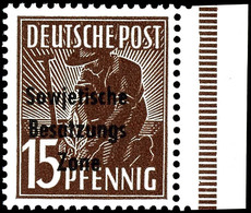 15 Pfg. Arbeiter Schwarzsiena, Postfrisch Vom Rechten Bogenrand, Fotokurzbefund Paul BPP, Mi. 400,-, Katalog: 187ba ** - Other & Unclassified