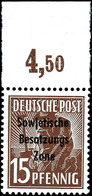 15 Pfg. Arbeiter Dunkelbraun, Plattendruck Mit Nicht Durchgezähntem Oberrand, Postfrisch, Geprüft Paul BPP, Mi. 900,-, K - Other & Unclassified