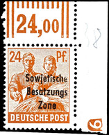 24 Pfg. Arbeiter Aus Der Rechten Oberen Bogenecke Mit Druckerzeichen "6" Negativ, Postfrisch, Im Oberrand Große Heftstel - Sonstige & Ohne Zuordnung