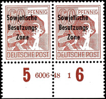 60 Pfg. Arbeiter Karminbraun, Zwei Waagerechte Paare Vom Bogenunterrand Mit HAN"6006.48 1", Geprüft Weigelt BPP, Bzw. "6 - Other & Unclassified