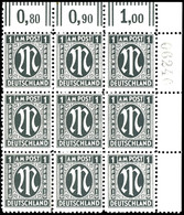 1 Pfennig Schwarzelinguar, Gezähnt L 11 1/a, Papier Z, 9er-Block Aus Der Rechten Oberen Bogenecke Mit Fünfstelliger Schw - Other & Unclassified