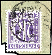 3 Pfennig Blauviolett, Gezähnt L 11 1/2, Gestempelt Auf Briefstück, Fotoattest Schlegel A. BPP, Michelwert 750,-, Katalo - Altri & Non Classificati