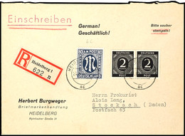 80 Pfennig Schwarzblau, Gezähnt L 11 1/2 : 11, Papier Z, Mit Kontrollrat Ziffer 2 Pfennig (2) Auf Portogerechtem R-Brief - Other & Unclassified