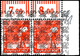 8 Pfennig Arbeiter Orangerot, Mit Netzaufdruck, Walzendruck, Waagerechtes Paar Aus Der Rechten Oberen Bogenecke, Postfri - Other & Unclassified