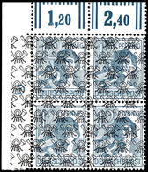 12 Pfennig Arbeiter Mit Netzaufdruck, Walzendruck, 4er-Block Aus Der Linken Oberen Bogenecke Mit Druckerzeichen "8" Nega - Altri & Non Classificati