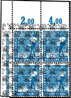 20 Pfennig Arbeiter Blau, Mit Netzaufdruck, Plattendruck, 4er-Block Aus Der Linkeren Oberen Bogenecke, Oberrand Durchgez - Other & Unclassified