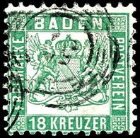 18 Kreuzer Grün, üblich Gezähntes Exemplar Mit Entwertung Durch Nr.-Stempel "57" (Heidelberg), Fotobefund Flemming BPP,  - Other & Unclassified