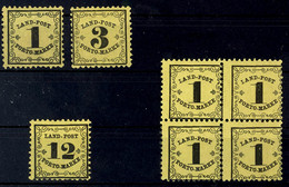 1, 3 U. 12 Kr. Landpost-Portomarken, Papier X, Ungebraucht Mit Originalgummierung Und Falz Und Des Weiteren Ein Postfris - Sonstige & Ohne Zuordnung