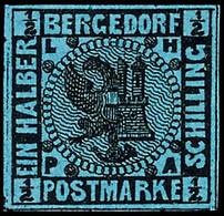 1/2 Sch. A. Mittelpreußischblau, Postfrisches Prachtstück,  Gepr. Sellschopp, Mi. 110.-, Katalog: 1a ** - Bergedorf