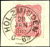 "HOLZMINDEN 28 JAN 1888" - K2, Vollständig Und Klar Auf Briefstück DR 10 Pfg (waager. Bug), Katalog: DR41 BS - Braunschweig