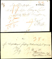 "v. Berlin", Handschriftlich Auf Umschlag Von Ca. 1800 Nach Karlsruhe Sowie L1 "B" Auf Faltbriefhülle Nach Weikersheim,  - Other & Unclassified