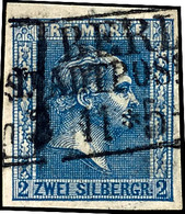 2 Sgr. Dunkelpreußischblau, Seltenste Farbe, Farbfrisches Und Breitrandiges Kabinettstück Mit R3 Aus "BERLIN", Gepr. Hof - Other & Unclassified