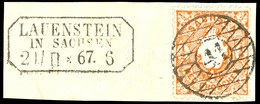 "41" Nebst R3 "LAUENSTEIN IN SACHSEN 21 / II 67" Auf Kabinett-Briefstück 1/2 Ngr. Wappen, Katalog: 15c BS - Saxe