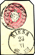 "165" Nebst K1 "RIESA 23 VI 67" (Bahnhofsstempel) Auf Briefstück Mit Rundgeschnittenem, Zur Frankatur Verwendetem Ganzsa - Saxony