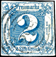 2 Sgr. Blau, Farbfrisches, Eng- Bis überrandiges Kabinettstück Mit Zentrischem Vierringstempel "299" - ZEULENRODA, Gepr. - Other & Unclassified