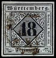 18 Kr. Auf Violettgrau, Type II, Zentrisch Gestempelt K2 "STUTTGART 6 AUG 1857", Allseits Breitrandig Und Farbfrisch, Ka - Altri & Non Classificati