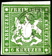 6 Kr. Dunkelgrün, Tieffarbiges, Rechts Leicht Tangiertes, Vom Oberrand Stammendes Exemplar Mit K3 Aus Esslingen, Gepr. T - Sonstige & Ohne Zuordnung