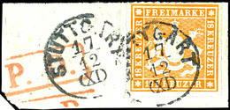 18 Kr. Orangegelb, Farbfrisch, Allseits Vollständiger Durchstich, Mit K1 "STUTTGART 17 12 (XI)" Nebst Rotem R1 "P.D." Au - Sonstige & Ohne Zuordnung