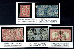 "NEUBRANDENBURG" - K2, In Blau Auf NDP MiNr. 4 U. Waager. Paar MiNr. 5, In Schwarz Auf Waager. Paaren NDP MiNr. 16 U. 17 - Altri & Non Classificati
