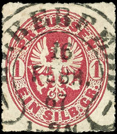 "ELBERFELD 16 FEBR. 67 1-2 N.", Spalink 12-1, Luxusabschlag Auf Preussen 1 Sgr., Links Unten Eckbug, Katalog: Pr.16 O - Altri & Non Classificati