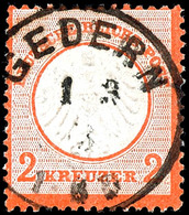 2 Kr. Kleiner Schild Rotorange, Klar Gest. GEDERN, Geprüft Richter, Fotobefund Sommer BPP: "farbfrisch, Gut Geprägt, Zen - Altri & Non Classificati