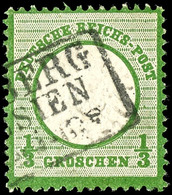 1/3 Gr. Großer Schild Grausmaragdgrün, Tadellos Gestempelt Ra3, Sehr Gut Gezähnt, Gepr. Sommer BPP, Mi. 150.-, Katalog:  - Other & Unclassified