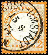 2 Kreuzer Großer Schild, Orange, Entwertet Mit Einkreisstempel "Gross-Umstadt 15 6 74", Kleiner  Einriss Und Heller Zahn - Other & Unclassified