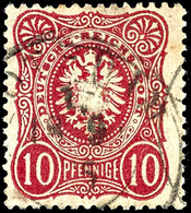 10 Pfennige Dunkelrot, Gest., Gepr. Wiegand BPP, Mi. 250, -, Katalog: 33aa O - Sonstige & Ohne Zuordnung