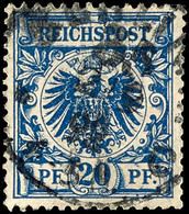 20 Pfg Krone/Adler Schwarzblau, Tadellos Gestempelt, Gepr. Zenker BPP, Mi. 90.-, Katalog: 48ba O - Autres & Non Classés
