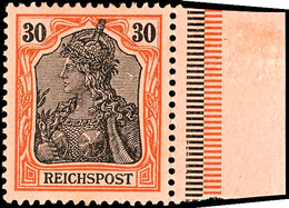 30 Pfg. Postfrisch Vom Rechten Bogenrand, Dort Falzspur, Fotoattest Jäschke BPP, Mi. 140.-, Katalog: 59 ** - Sonstige & Ohne Zuordnung