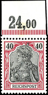 40 Pfg. Postfrisch Vom Bogenoberrand, Postfrisch, Fotoattest Jäschke-L. BPP, Mi. 160.-, Katalog: 60 ** - Sonstige & Ohne Zuordnung